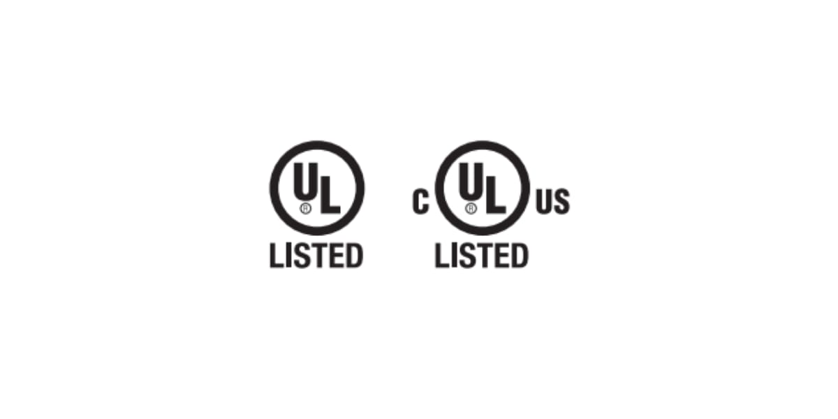 UL-Zertifizierungen für Kanada und USA.